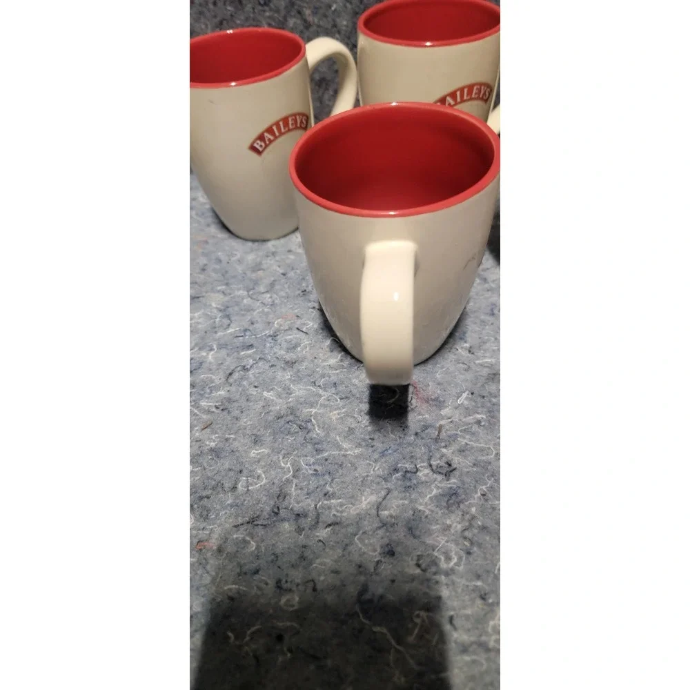 Baileys Irish Cream Coffee Mug, R.A. Bailey's Signature,  Set‎ of 5 white/red